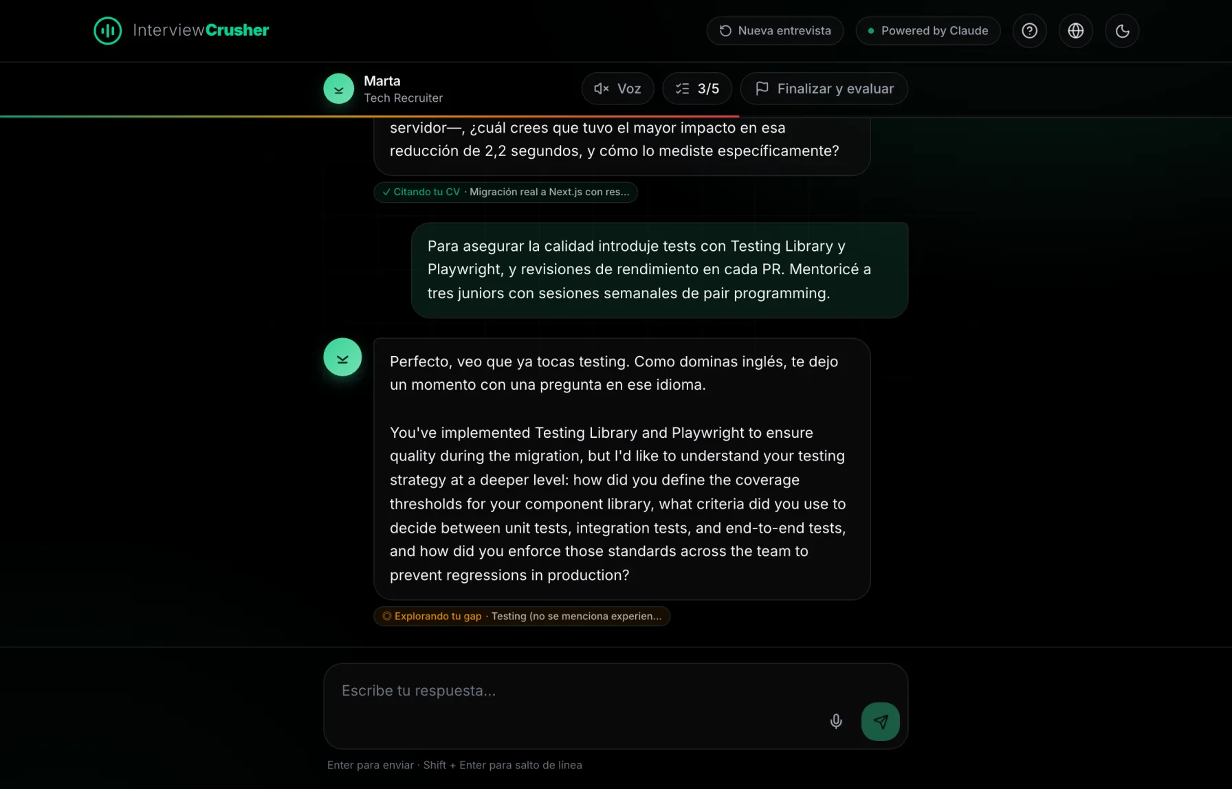 Conversa con el reclutador de IA